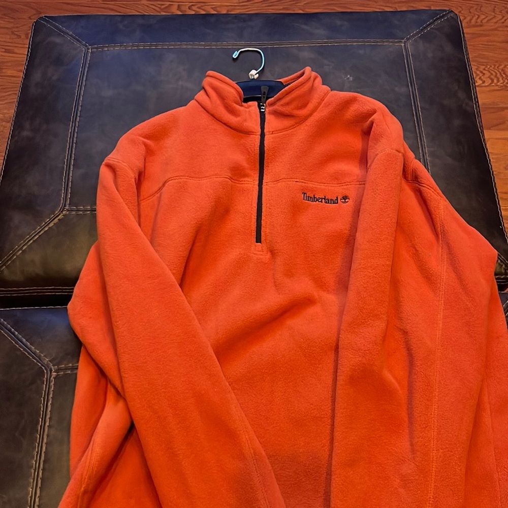 Timberland XXL Quarter Zip Polo Orange/Black Pullover